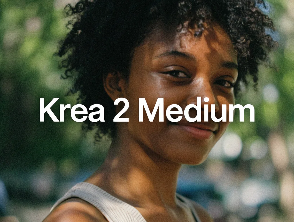 Film portrait with the words "Krea 2 Medium" across it, made with Krea 2 Large