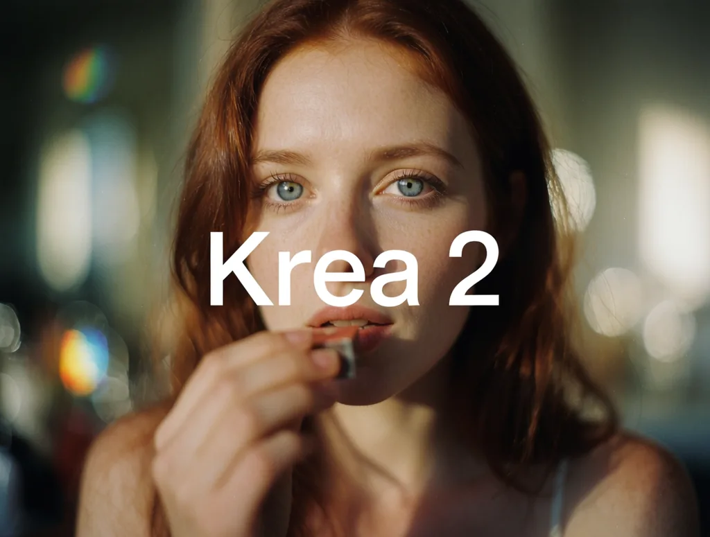 Film portrait with the words "Krea 2" across it, made with Krea 2 Medium