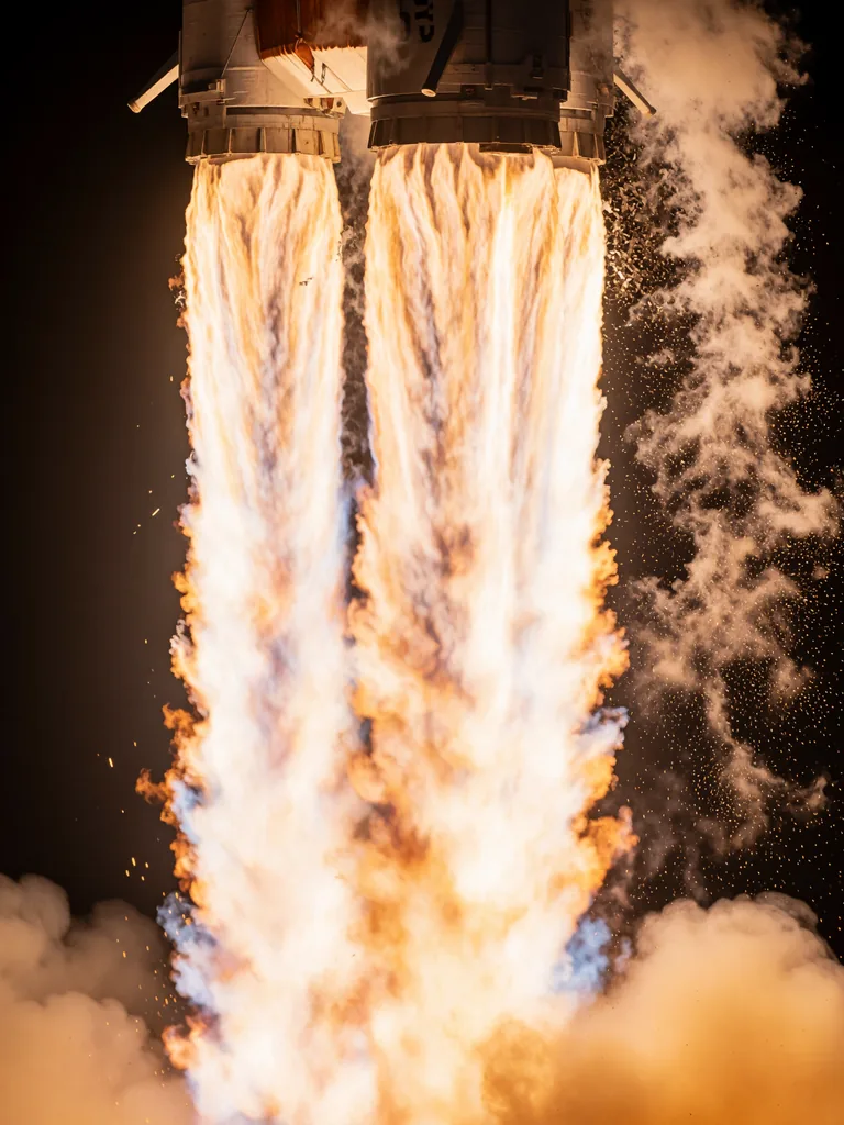 Immense rocket launch exhaust as seen from extremely close up, made with Krea 2
